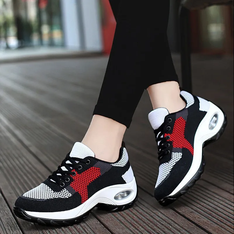 Vrouwen Sneakers Luchtkussen Wandelschoenen Ademende Gym Jogging Schoenen voor Vrouw Lace Up Platform Sportschoen Tenes Feminino