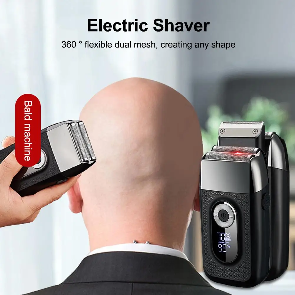 2-in-1 Hair and Shaver Hair Trimmer Rechargeable Electric Razor Beard Trimmer Barber Haircut Kit With Cleaning Brush