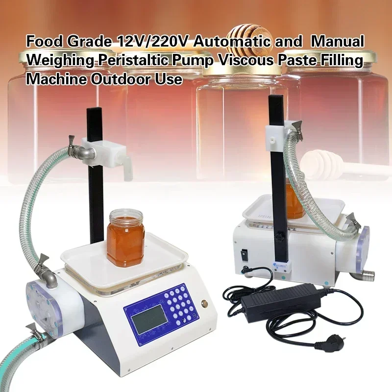 Food Grade Weighing Honey Filling Machine Pneumatic Honey Tomato Sauce Jar Filler Semi-Automatic Packaging Production Equipment