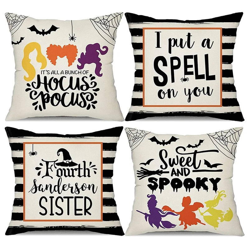 

HOT SALE Halloween Throw Pillow Covers 18X18,Cushion Case Decorations Farmhouse Outdoor For Farmhouse Home Decor