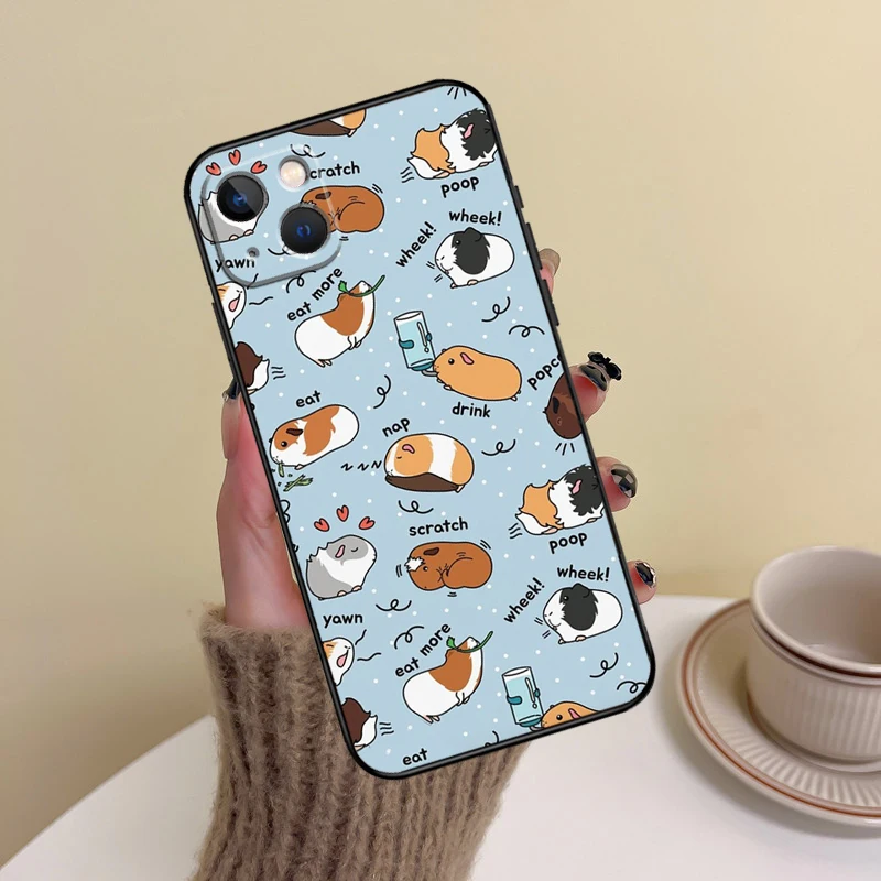 Cartoon Guinea Pig Phone Case For iPhone 15 14 Plus 11 12 13 16 Pro Max Mini 7 8 X XR XS Max Cover