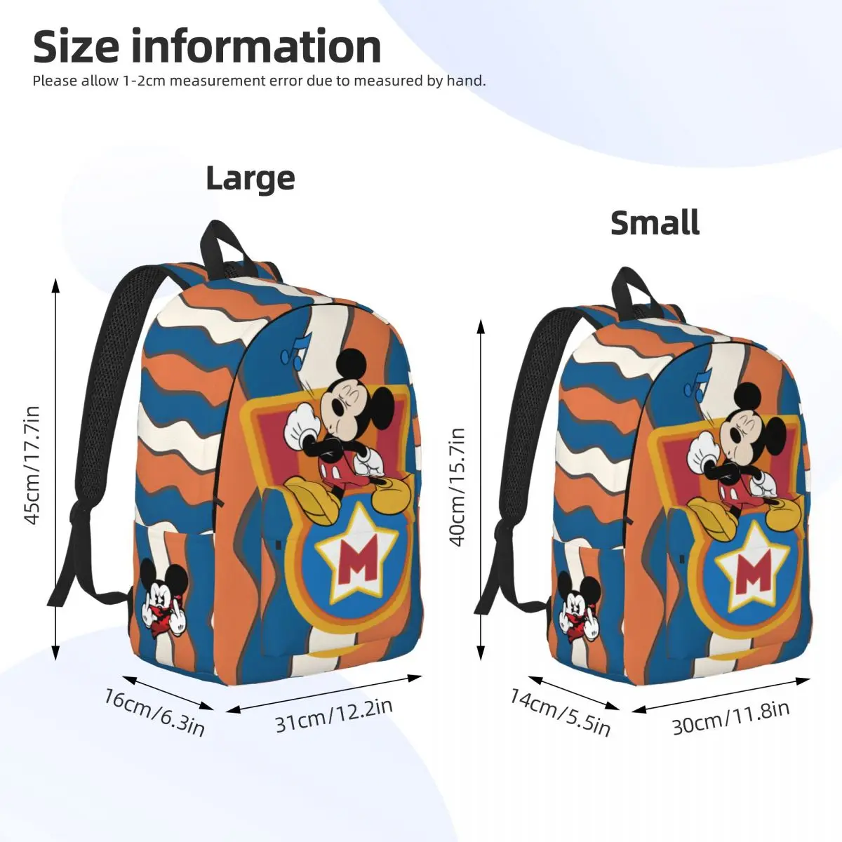 Portable Disney Kindergarten Bag Travel Retro Washable Mickey Mouse For Men Women Kindergarten Bag Gift