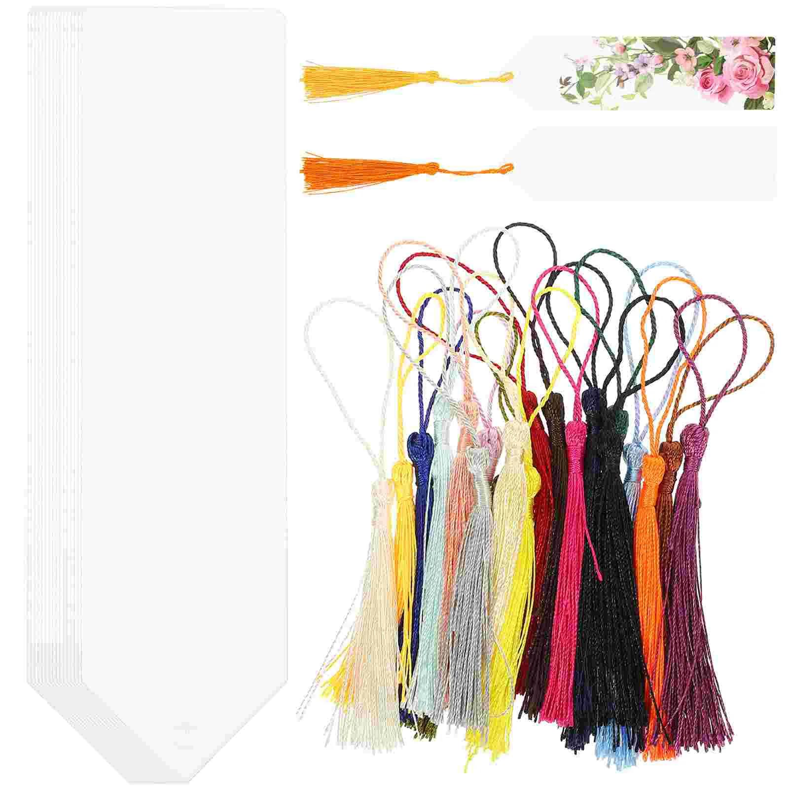 

Clear Bookmarks Tassels Blank for Kids Label DIY Decor Acrylic Paper Cotton Thread Teachers