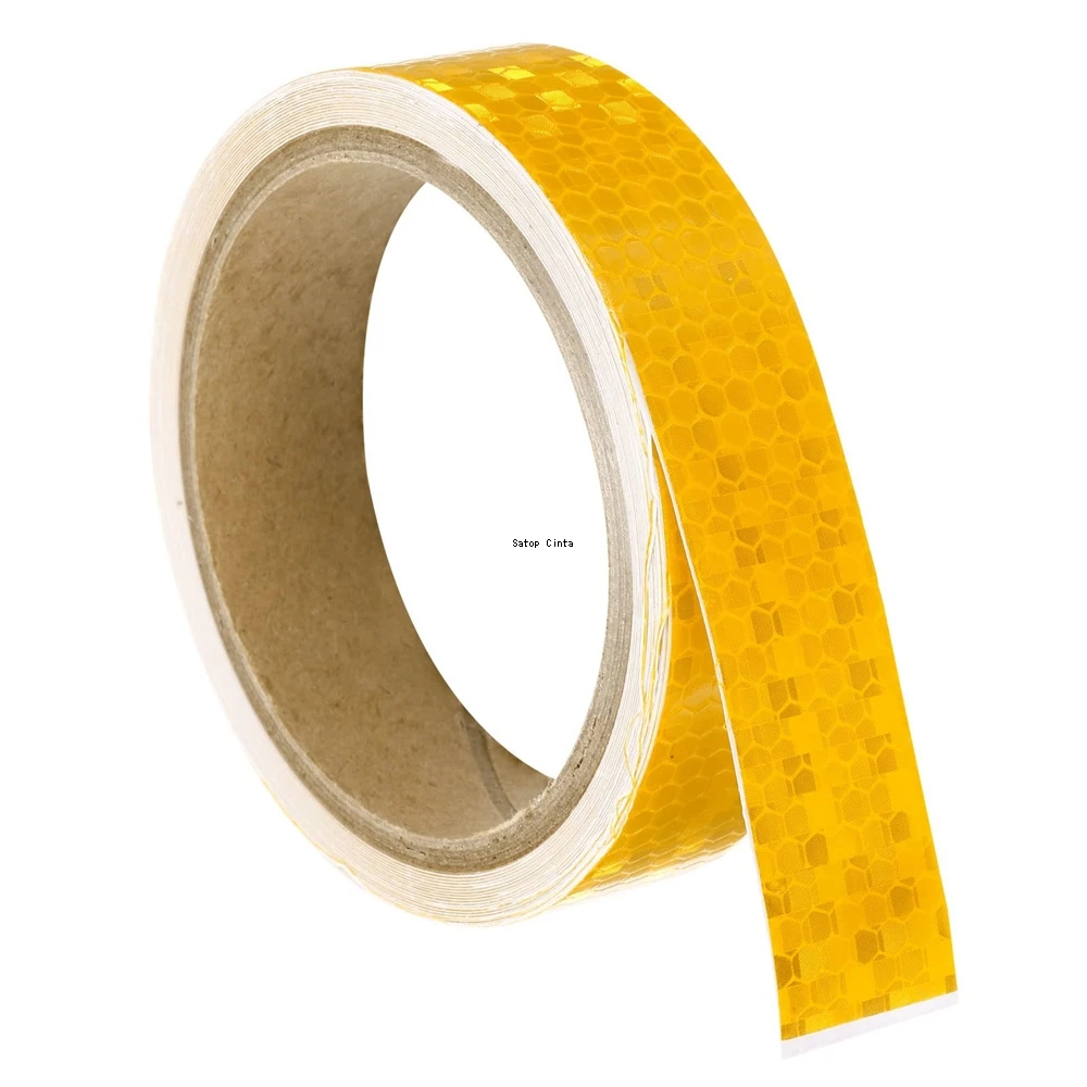 

Yellow Bicycle Reflective Stickers Self-Adhesive Warning Tapes 1inch*33FT Honeycomb Reflectors Safety Conspicuity Strips For Car