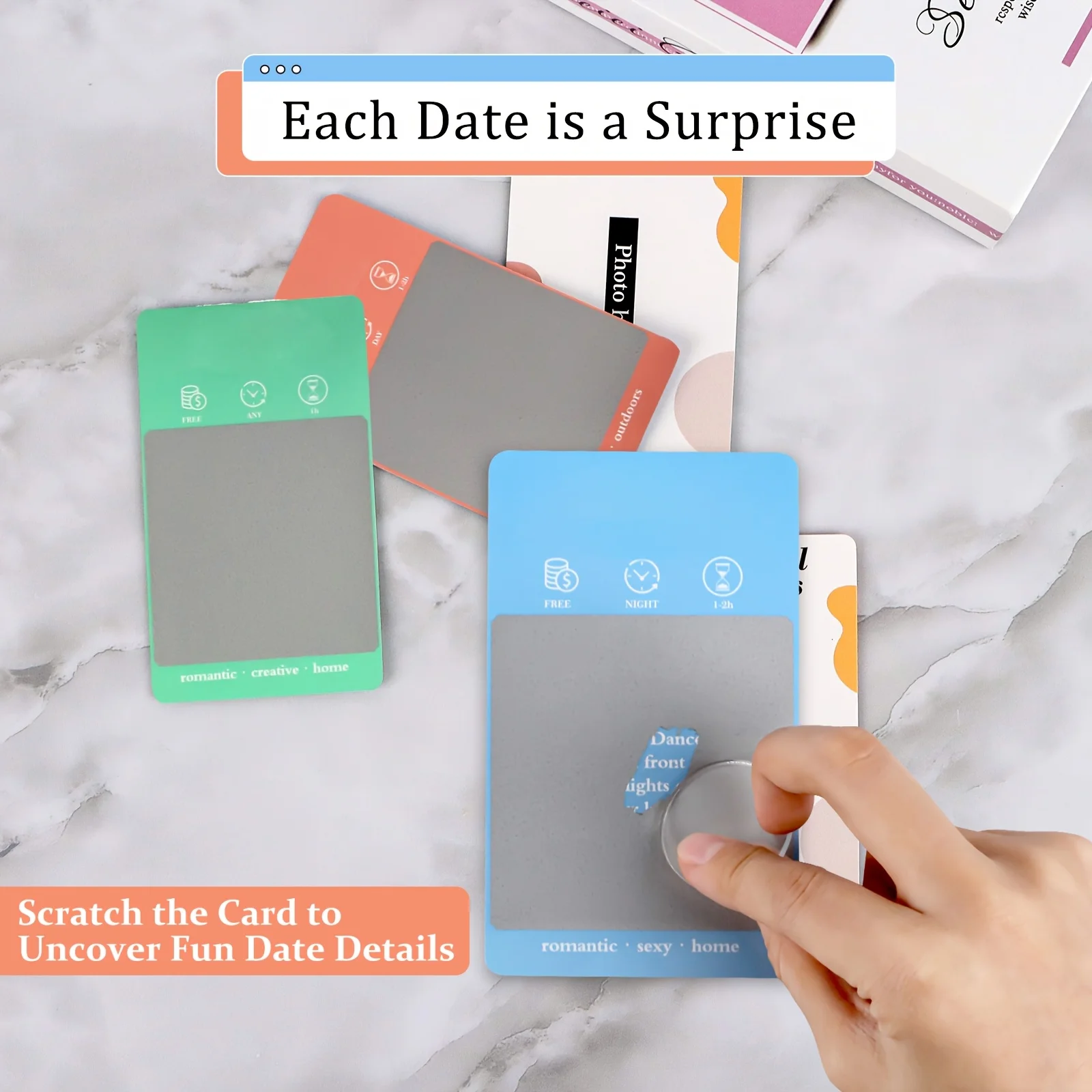 Couple Scratch-off Cards Game Birthday Gift Love Coupons Anniversary Gift for Her/Him Date Night Cards Valentine's Day view 3