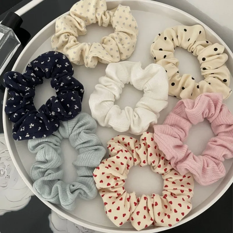 

5 шт./компл., эластичные ленты для волос с милым цветочным принтом, женские разноцветные большие резинки для волос, милые винтажные аксессуары для волос в консервативном стиле, новинка