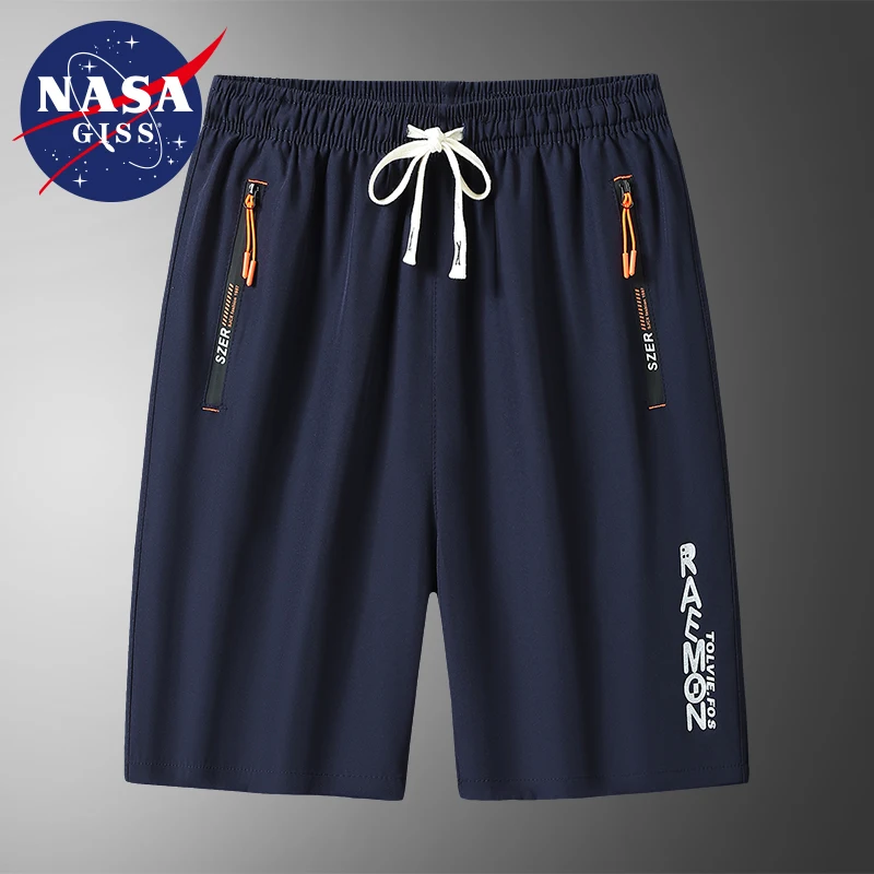 NASA GISS New Ice Silk Casual Shorts for Men\'s Summer Ultra Thin Quick Drying Capris Loose Plus Size Elastic Breathable Sports S