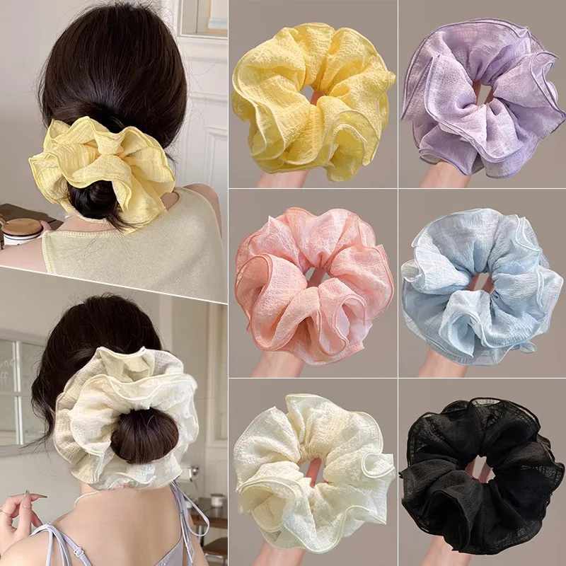 

Сплошные цветные резинки для волос с оборками, женские эластичные ленты для волос, мягкие удобные держатели для хвоста, резинка для волос, обруч, резинка для волос для девочек, кольца для волос