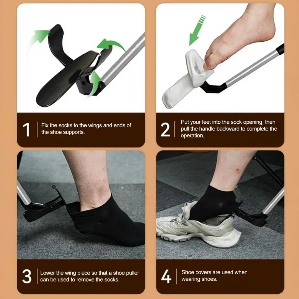 Easy Sock Putting-on Tool Sock Aid with Shoehorn Extendable Sock Aid with Shoe Horn Long Handle Puller Helper No for Seniors