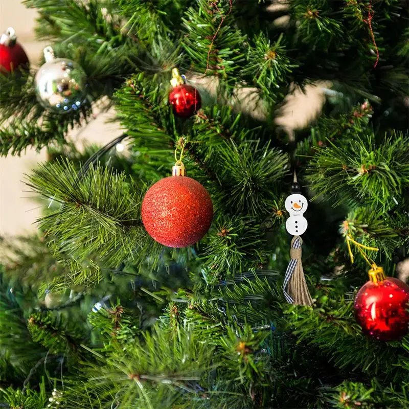 Perles Décoratives en Bois de Noël, Bonhomme de Neige, Dessin Animé, DIY, 20 Pièces