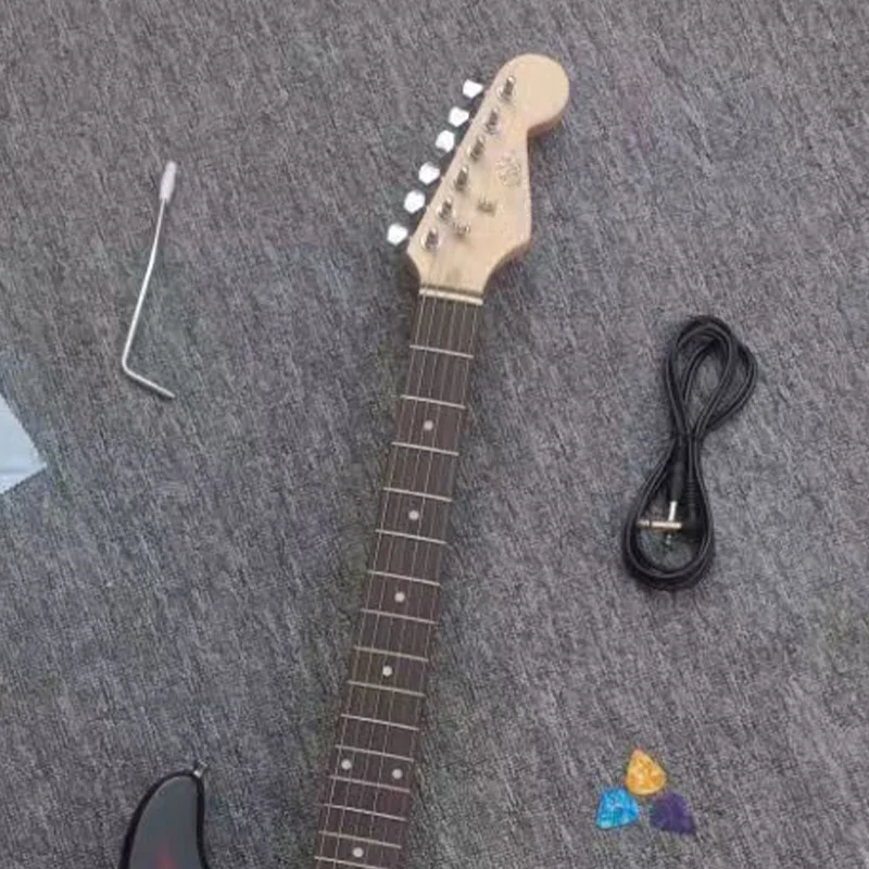 مجموعة جيتار إلكتروني احترافية اهتزاز واحد للمبتدئين ممارسة جيتار خشبي محمول على مستوى الدخول طقم جيتار متين #5