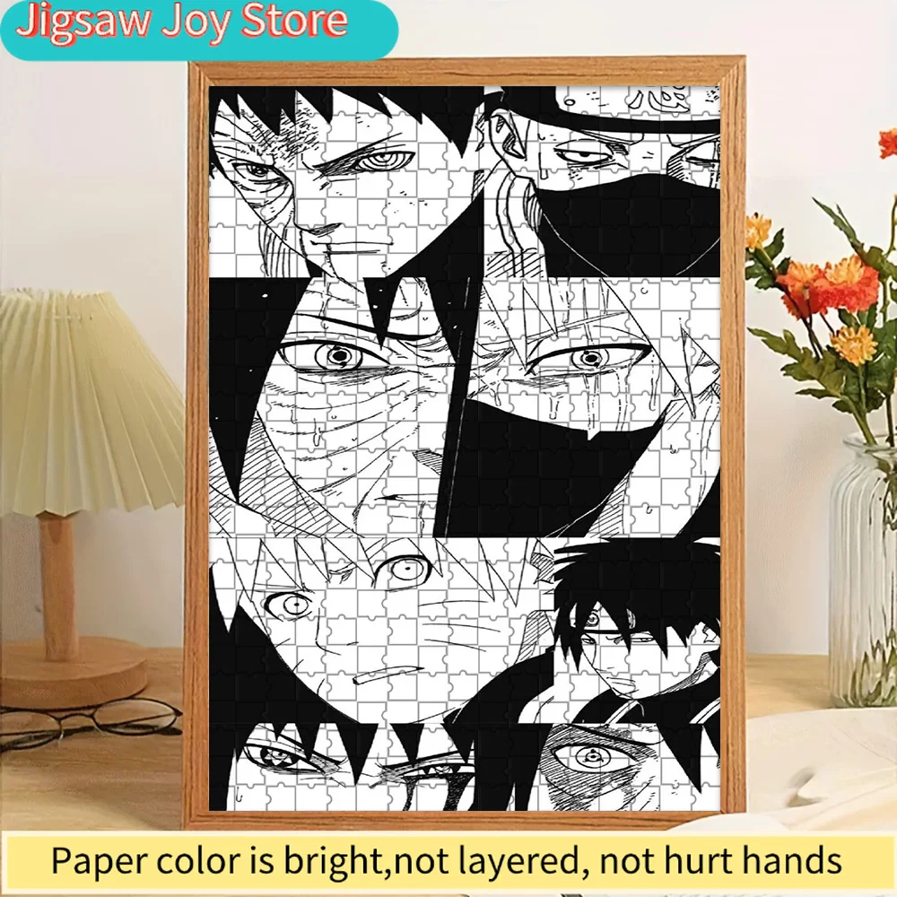 

Anime Naruto Obito Kakashi Naruto Sasuke Characters Black White Manga Collage Scene Paper Puzzle, Premium Thick Paper Material,