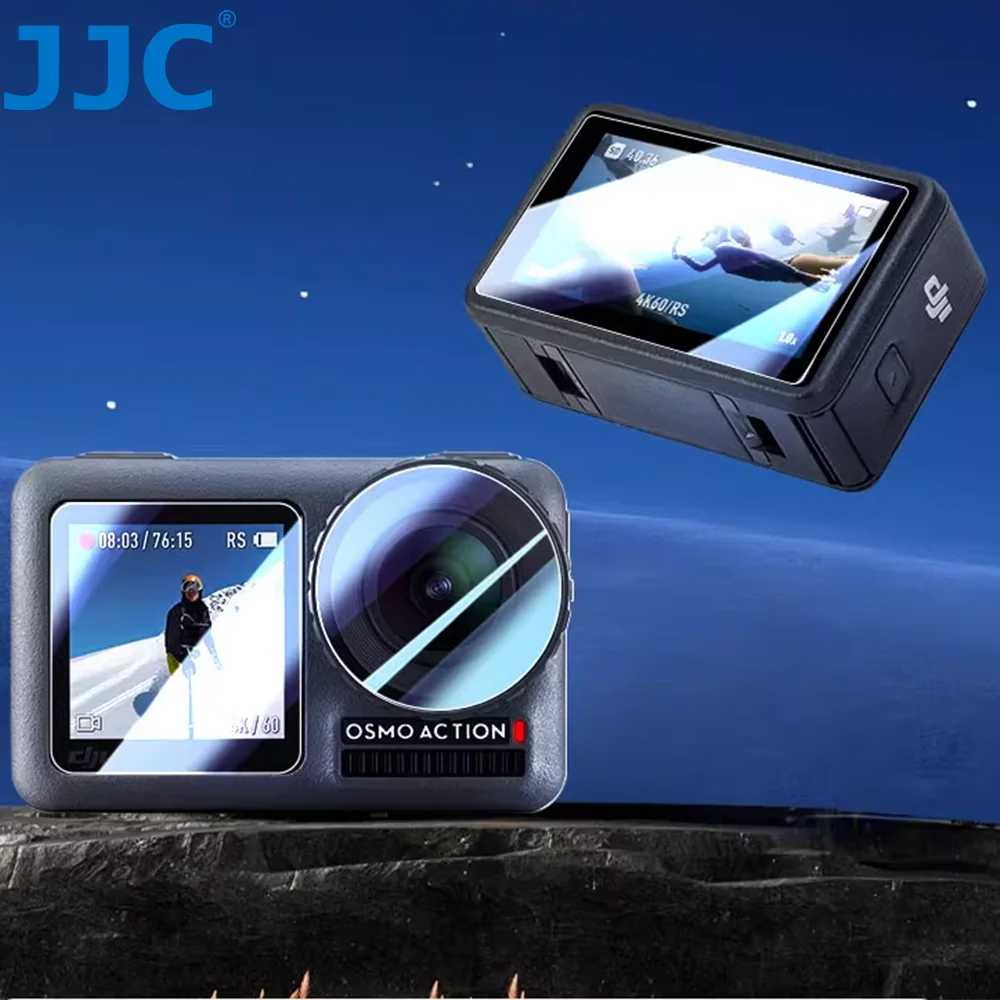 JJC Displayschutzfolie für DJI Osmo Action 6, Objektivschutz, Kamera, ultradünn, 9H Härte, gehärtetes Glas, kratzfest, blasenfrei