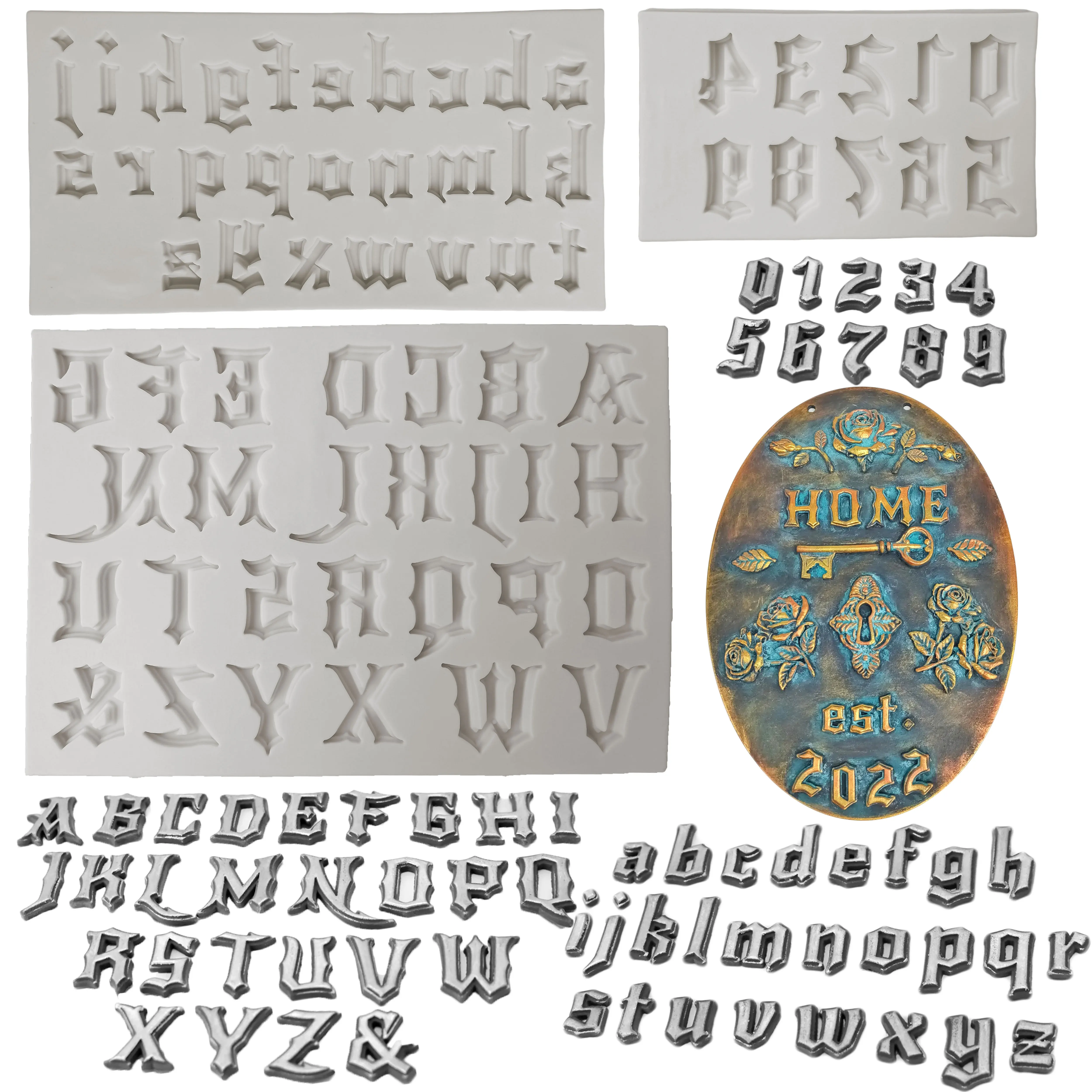 Gothic Font Alphabet Number Silicone Mould Fondant Cake Decorating Mold Clay,Sugarcraft Decorate Chocolate Halloween Baking Tool