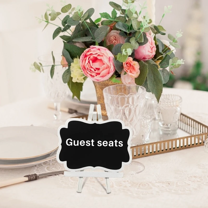 10 pezzi Mini lavagne in legno piccoli segni di lavagna con supporto per cavalletto, lavagne da cavalletto per decorazioni di nozze, festa di compleanno