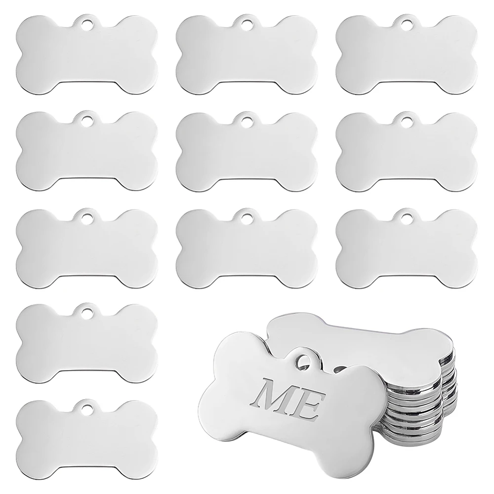 28pcs Stainless Steel Dog Tags Bone Shape Pet Nameplate Blanks Cute Dog Cat Tag Blanks Personalized Pet ID Tags for Engraving