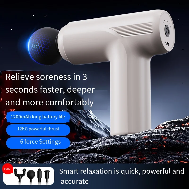 Pistol Pijat Elektrik Mini USB untuk Jaringan Dalam, Pijat Wajah, 8 Kepala, untuk Lengan, Punggung, Kaki, Relaksasi Otot Tubuh, Punggung, Lengan, Olahraga, Kebugaran
