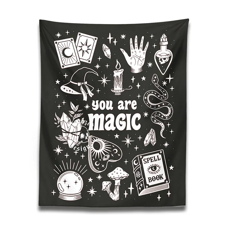 Witchy Decor Tapestry Wall Hangings you are magic divination tarot mushroom Aesthetic snake Living Room home Decor Witchcraft