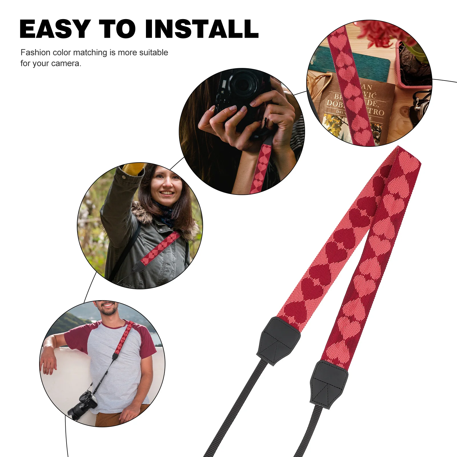 

Adjustable Camera Sling Strap Anti-Slip Neck Shoulder Belt For Travel Durable Camera Strap Belt Vintage Style