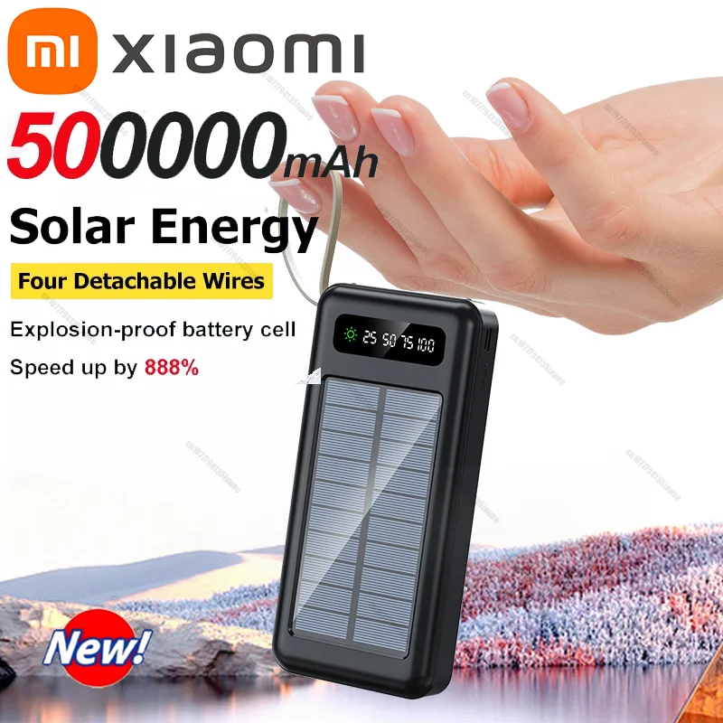XIaomi Solar Power Bank 200000 мАч, большая емкость, мобильная мощность, быстрая зарядка, аккумулятор, два USB, 4 кабеля для iPhone, Samsung, Huawei XIaomi Solar Power Bank 200000 мАч, большая емкость, мобильная мощность, быстрая зарядка, аккумулятор, два USB, 4 кабеля для iPhone, Samsung, Huawei