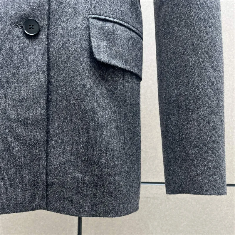 Giacca da donna Nuovo autunno 2025 top monopetto a maniche lunghe Giacca da donna in misto lana Cappotto da donna slim imbottito con spalla