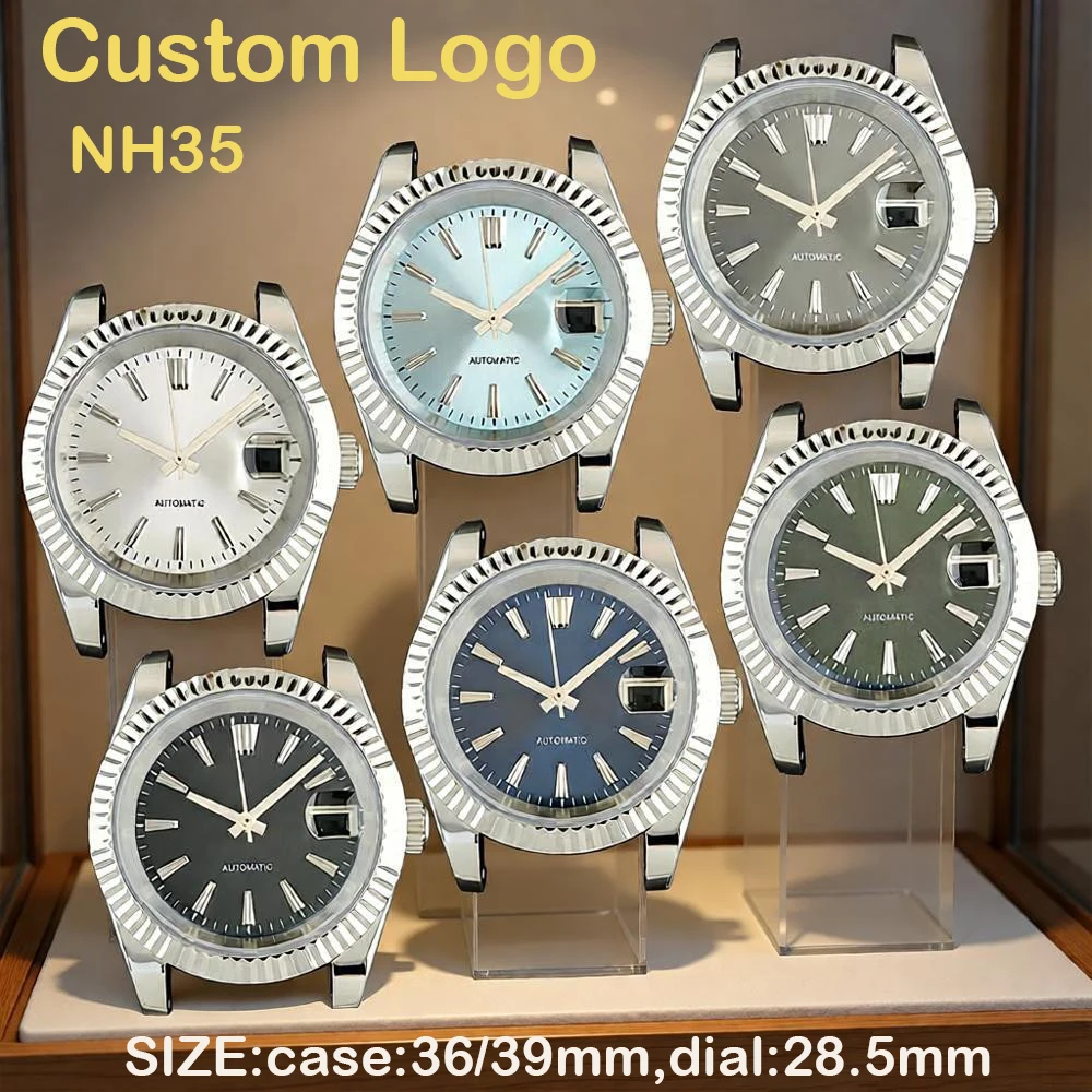 

Корпус из сапфирового стекла 36 мм/39 мм, циферблат с индивидуальным логотипом, подходит для механизмов NH35 Nh36, аксессуары для мужских и женских механических часов