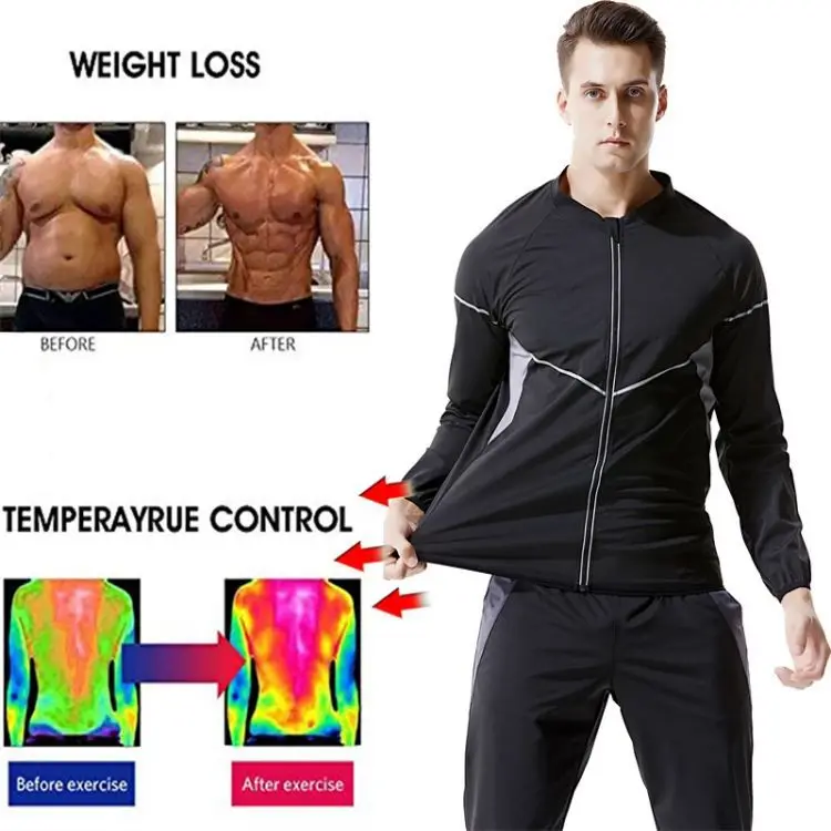 Ropa de sudor para hombre, conjunto deportivo para correr, Fitness, reducción de peso, transpiración por calor, Yoga, gimnasio