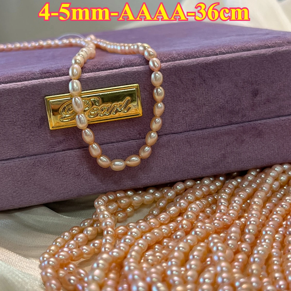 

4-5mm AAAA Fine Beautiful Orange Natural Freshwater Pearl Rice Loose Bead Jewelry Make DIY Necklace Bracelet Women Wedding Gift