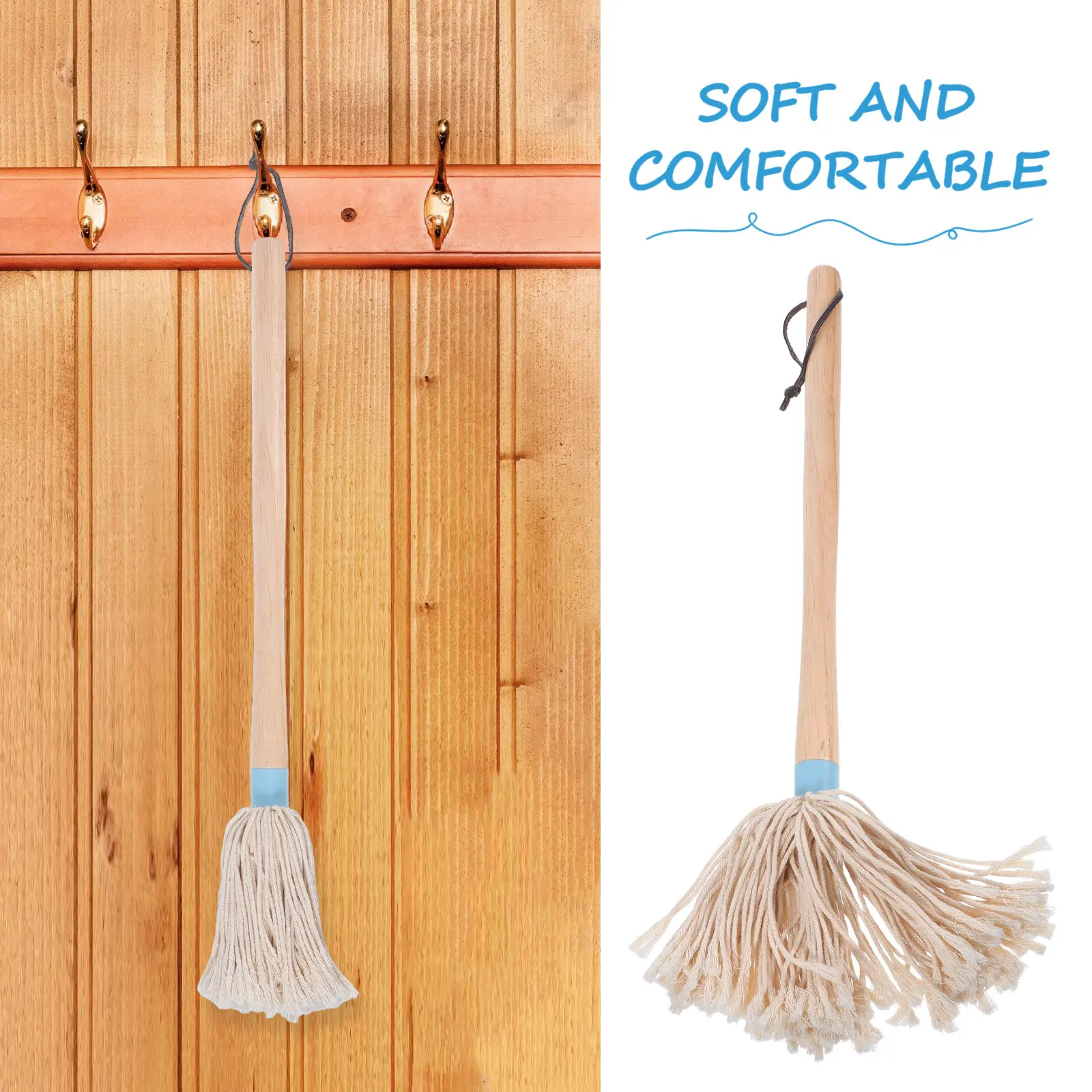 Bbq Sauce Basting Mop Brush Wood Handle Cotton Head Oil Absorption Grilling Cooking Basting Mop Brush Wood Handle Broom