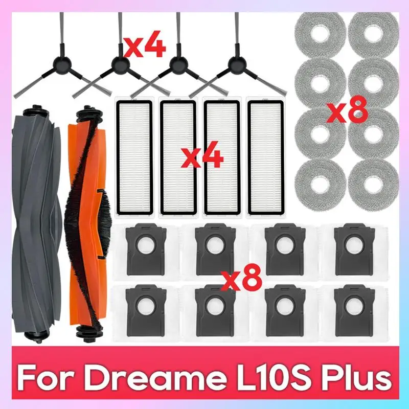 ABRG-For Dreame Bot L10s Plus / RLL42SD روبوت فراغ قطع الغيار فرشاة جانبية رئيسية فلتر Hepa ممسحة كيس لجميع الغبار الملحقات