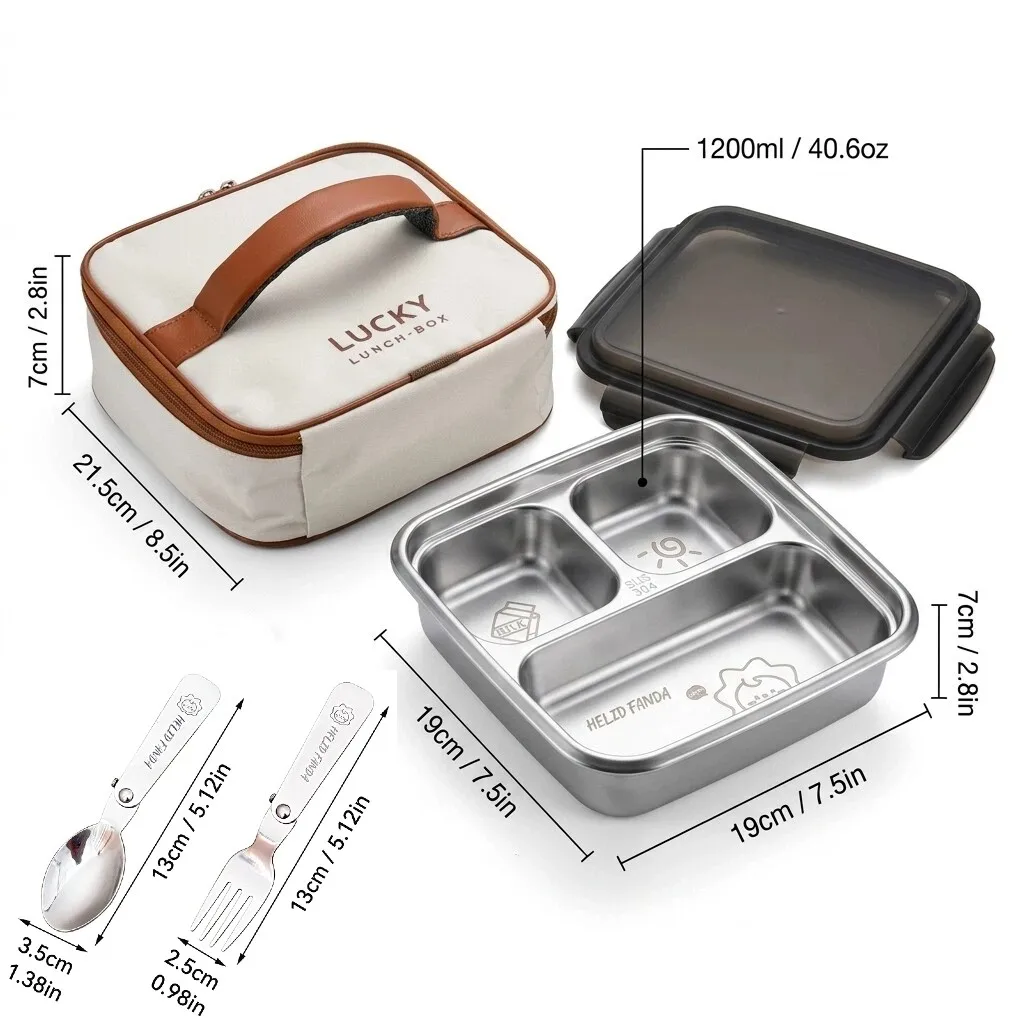 Draagbare Bento-lunchbox met compartiment, verzegeld, 304 roestvrij staal, verdeelde voedselcontainer voor kinderen, studenten, magnetronbestendig