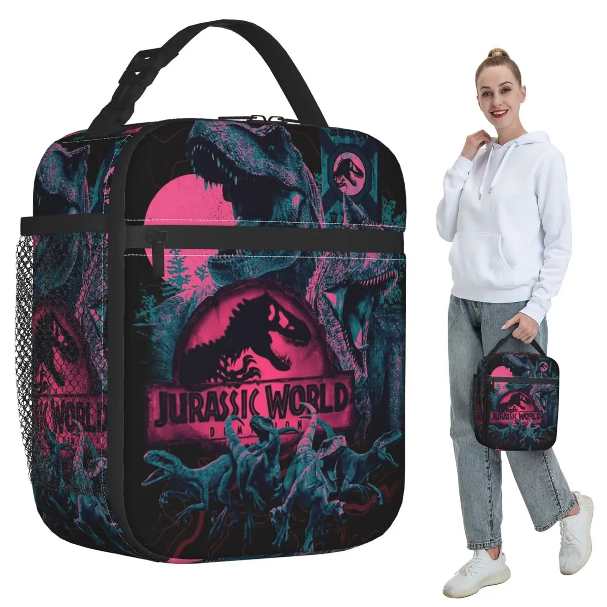 Jurassic World Dinosaur Movie Isolierte Lunchtasche für Kinder, Schulkühler, Thermo-Lebensmittelbox, tragbare Lunchboxen, Behälter