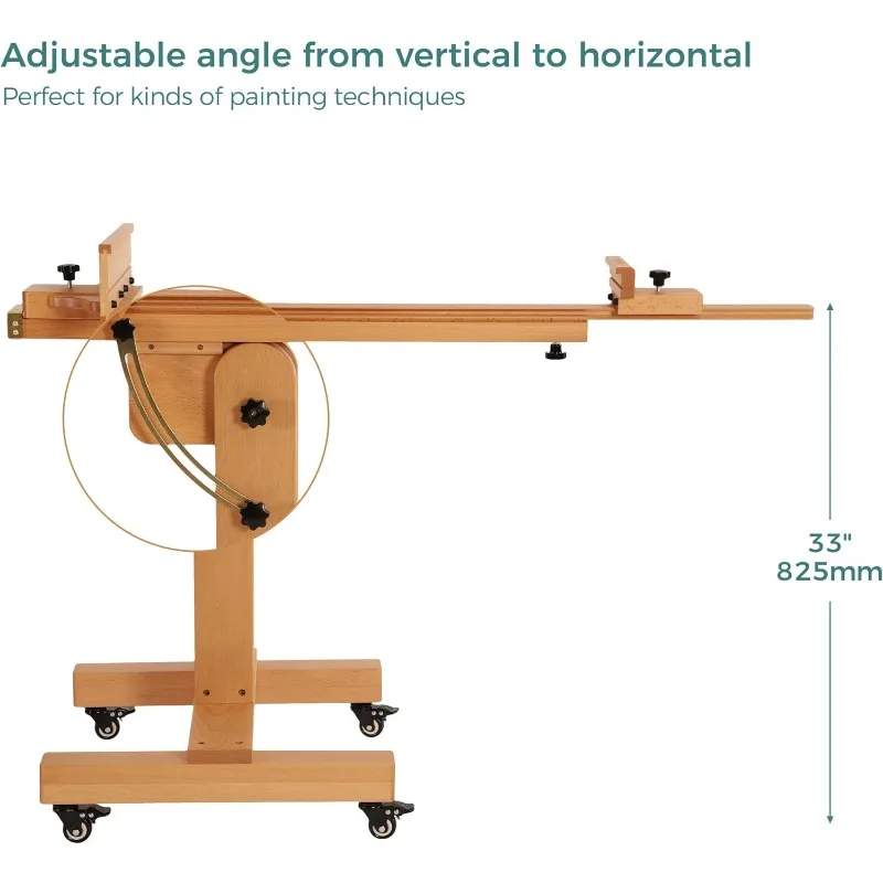 Extra-Large Studio EaselHold Canvas Tilts Flat Adjustable MovableSolid Beech Wood Heavy Duty Easel StandArt Easel Painting Adult