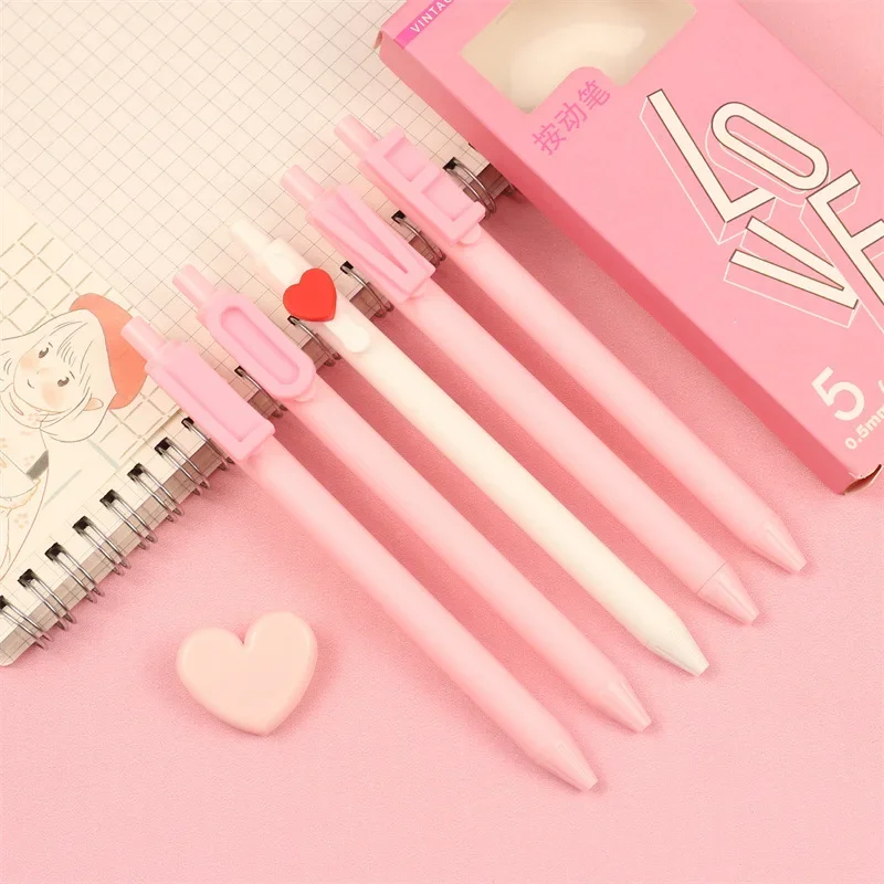 20PCS  Creative Alphabet Pen Set Lettering Love Pushing Pen High Beauty Neutral Pen Anti losing Friend of Couple