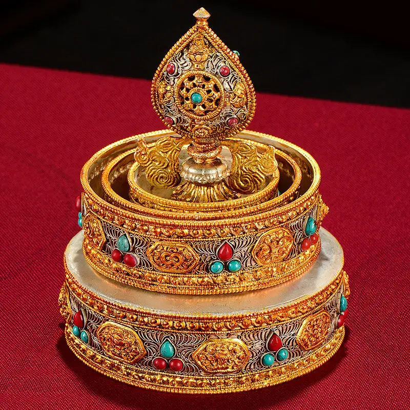 

Handmade filigree tea Romanda plate Home ornament Buddhist utensils