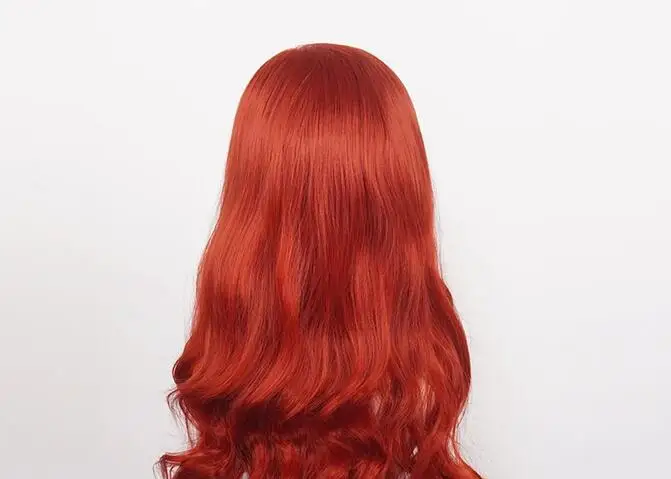 Peruca de cabelo ondulado sintético com boné de peruca grátis, Party Role Play, Pincess Red