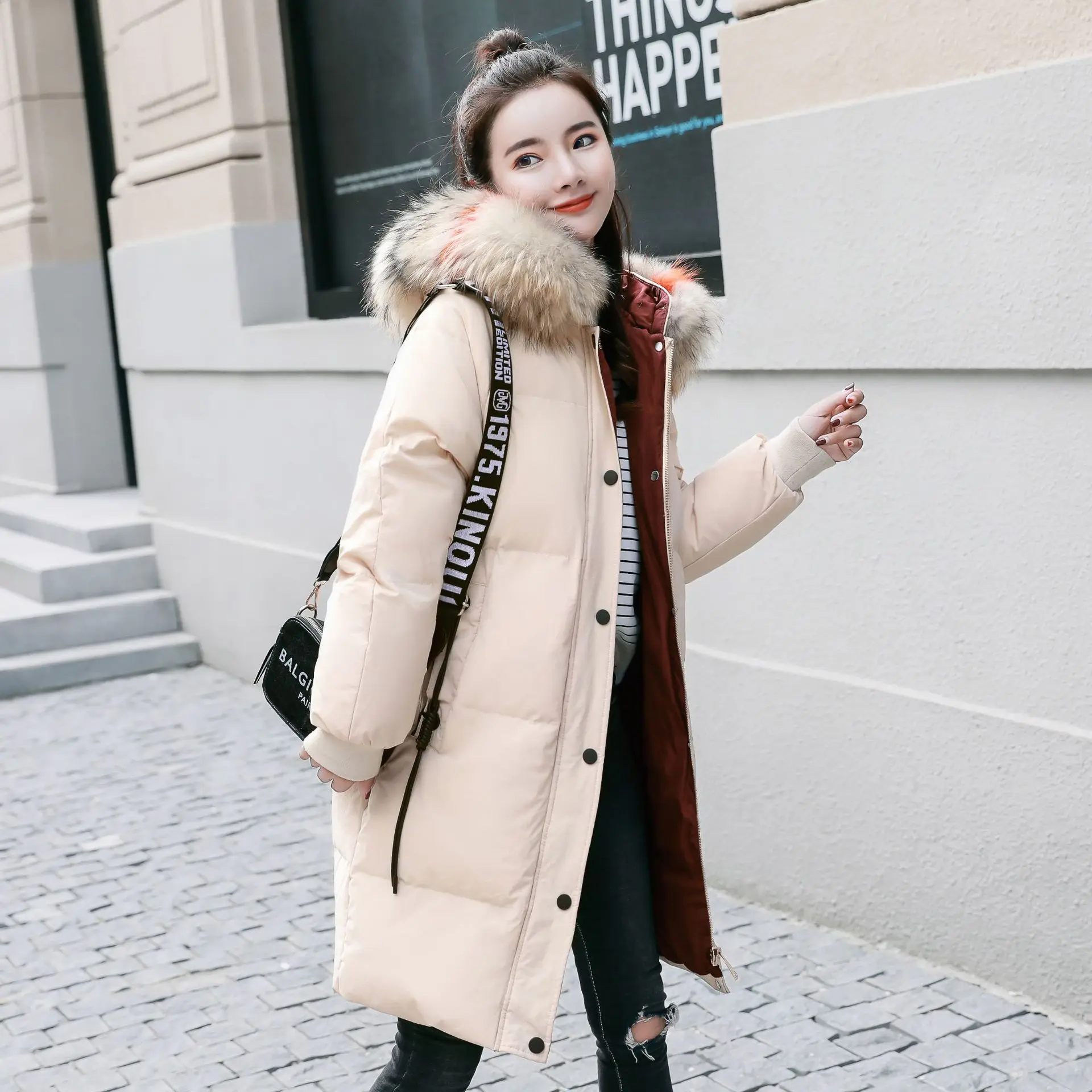 

Winter 2022 new thickened version fashion down jacket women's mid-length winter clothes women Hooded zipper