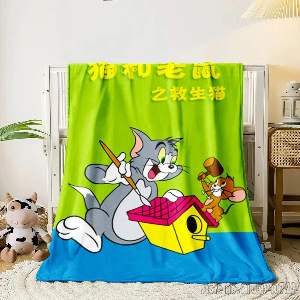 Tom and J-Jerry Cartoon 3D Printed Home Cute Kids Blanket Throw for Bed Sofa Decor Fleece Nap Blankets Boys Girls Children Gift