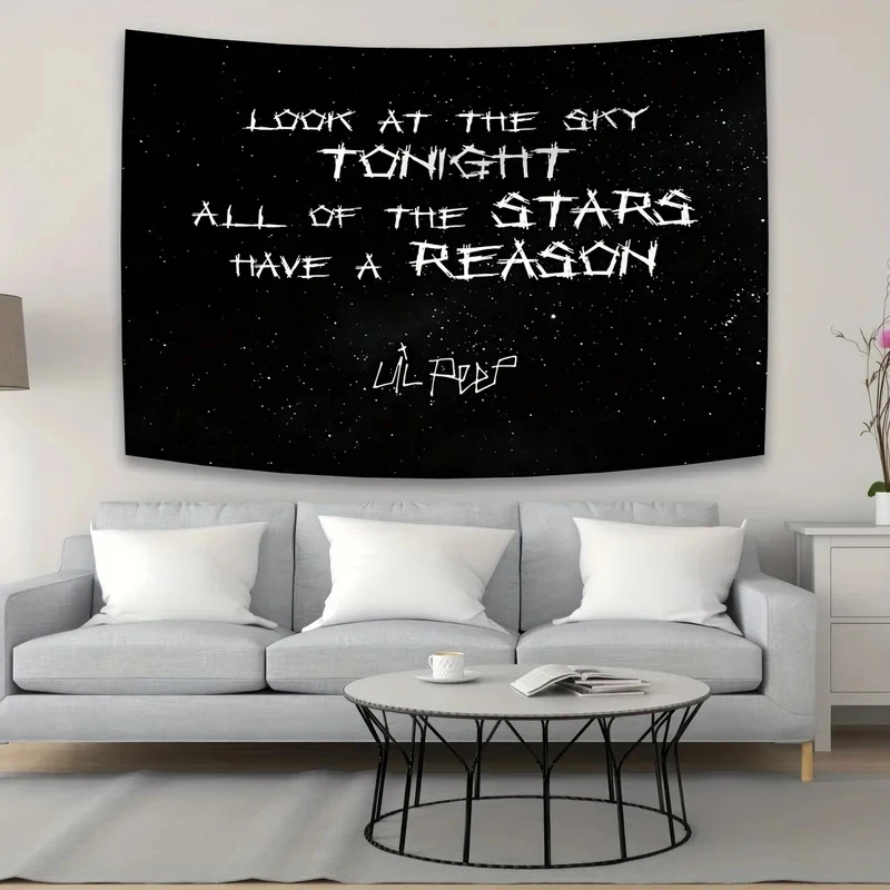 VIKAMA Lil Peep Quote Tapestry Wall Hanging for Bedroom, Living Room, Dorm, Aesthetic Grunge Hip Hop Home Decor