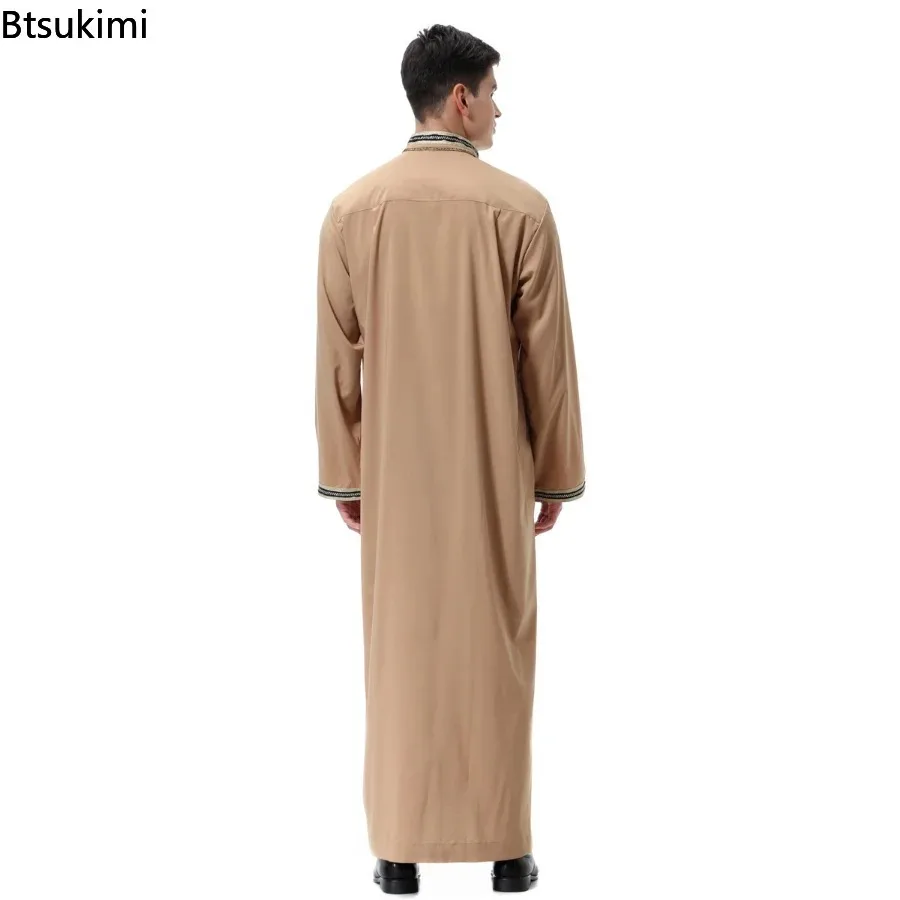 Robes longues arabes pour hommes, vêtements islamiques du moyen-orient, robe musulmane, Abaya arabe, Thobe, Jubba, Dubaï, Arabie saoudite, solide, nouveau