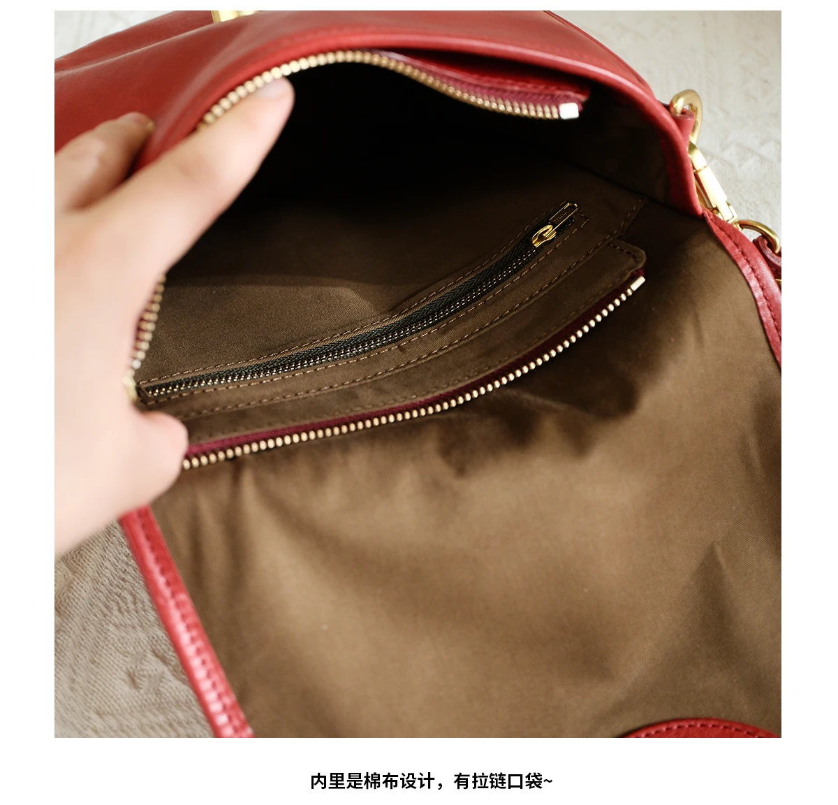 حقيبة كروس للسيدات من الجلد الطبيعي الفاخر غير الرسمي حقيبة كتف نسائية مصنوعة يدويًا من جلد البقر الحقيقي #6