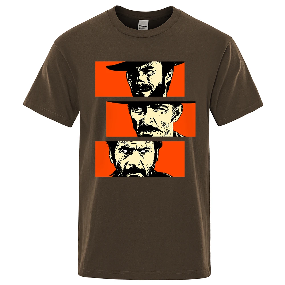 The Good the Bad and Ugly Blondie Angel Eyes Tuco Cowboy T Shirt Male Quality Il buono brutto cattivo Crewneck Tee shirt Cotton