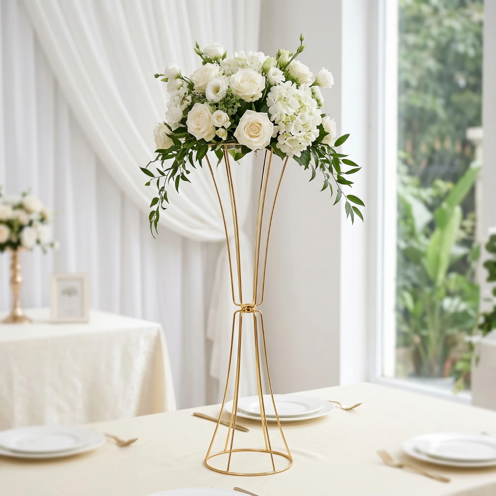 Trumpet Flower Stand Open-Frame Geometric Flower Stand Floral Riser Elegant Decor Sleek for Wedding Planners, Aisle Decoration