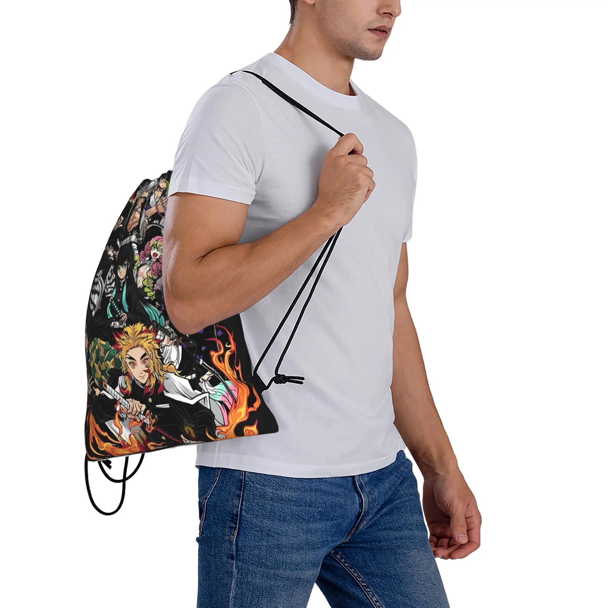 1 pc Hashira Demon Slayer Anime Drawstring Bags Travel Storage Backpack School Shoe Bag view 5