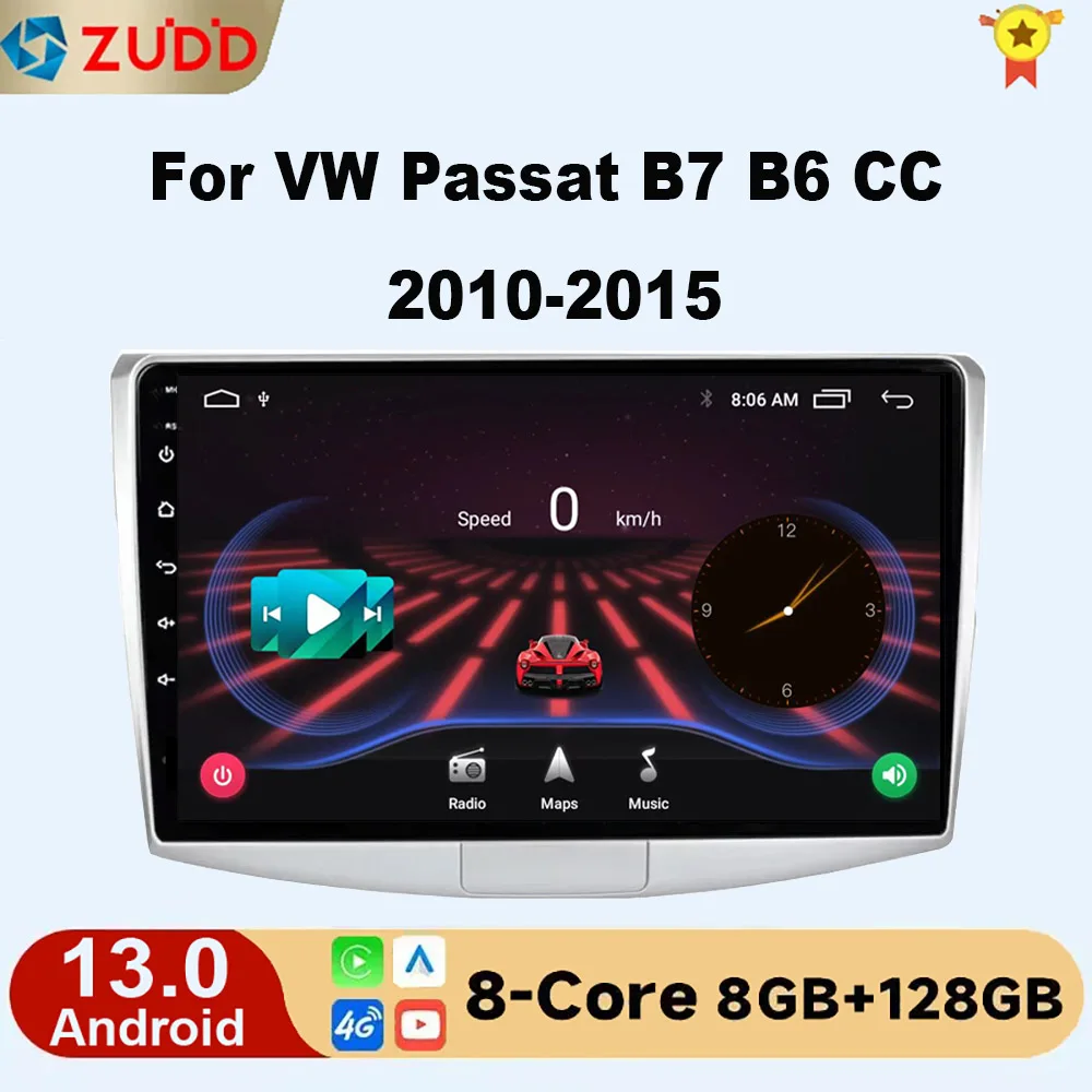 

Android 13 CarPlay Android Auto Car Radio For VW Passat B7 B6 CC 2010-2015 4G 2 din Multimedia GPS Navigation 2din autoradio