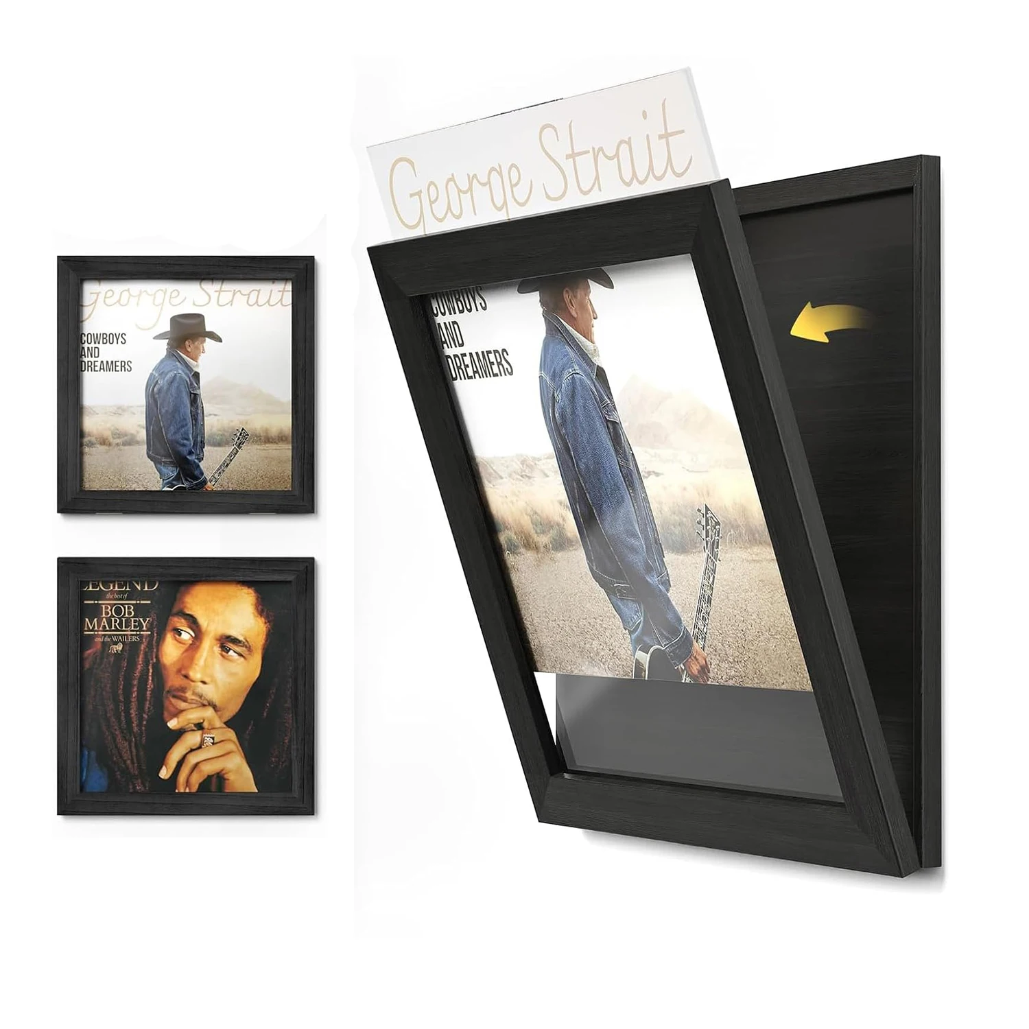 Wall Mounted Vinyl Record Frame Wooden Album Cover Display For Home Office Music Room Decor Dust-Proof Protection Minimalist