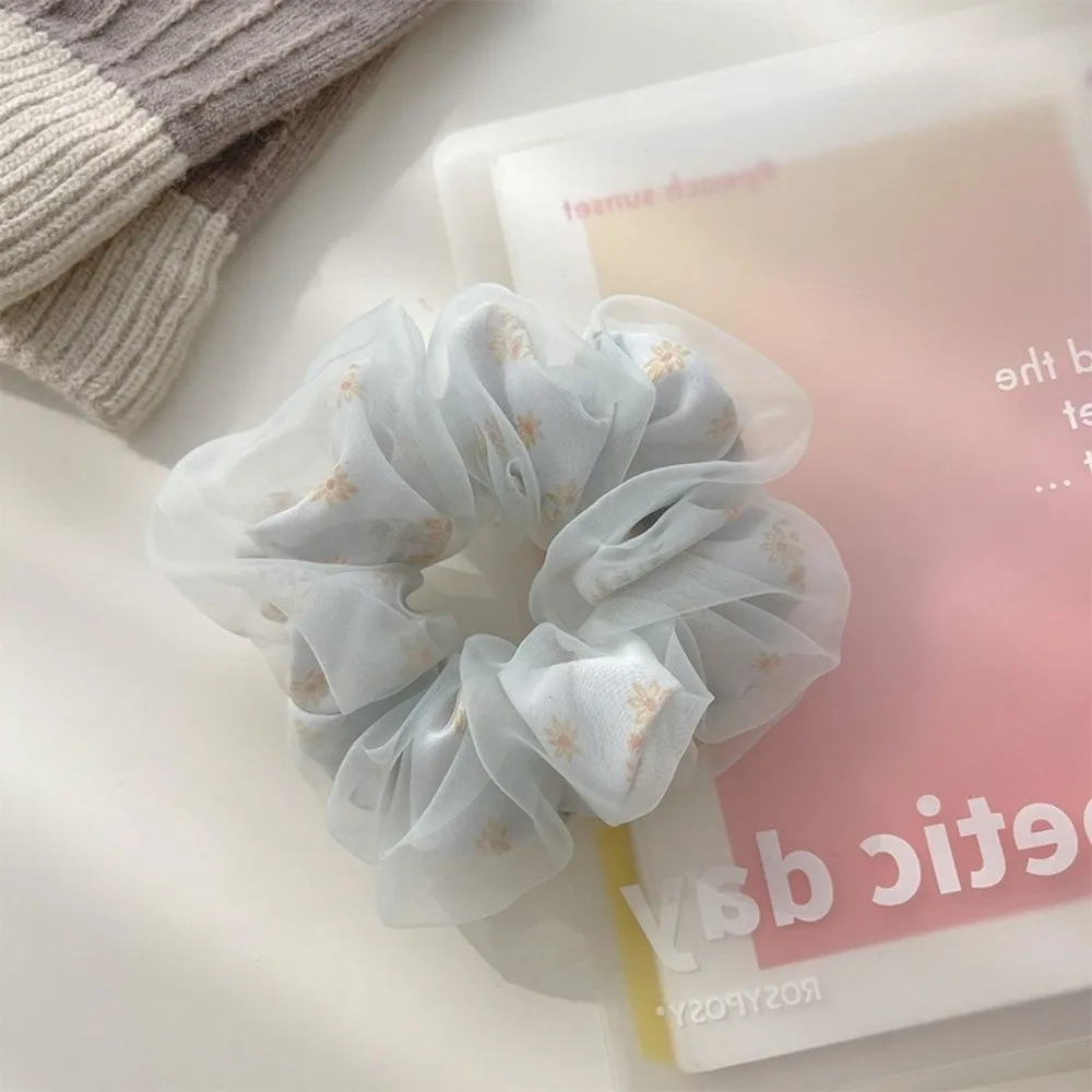 

Набор из 3 больших двухслойных сетчатых резинок для волос с цветочным узором, эластичные резинки для волос, органзовые резинки-шнурки для женщин и девочек