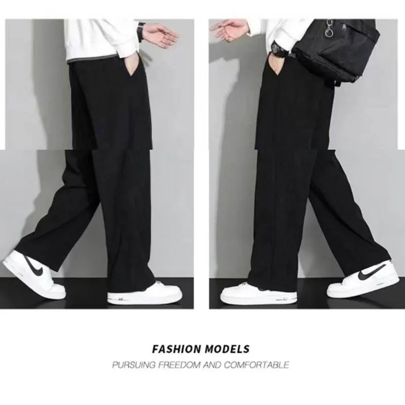 Pantalon ample décontracté à jambes larges pour hommes, caleçons droits pour adolescents, pantalons de sport, marque de mode, printemps et automne