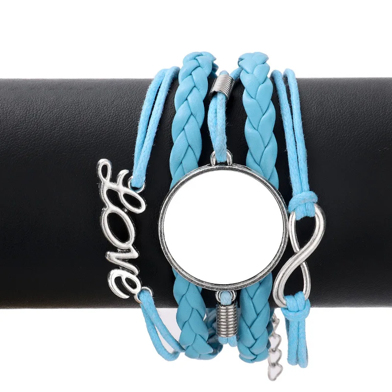 Fashion Woven Leather Rope Bracelet Sublimation Blanks Bracelets DIY Heat Transfer Blanks For Creative Fashion Jewelry Gifts