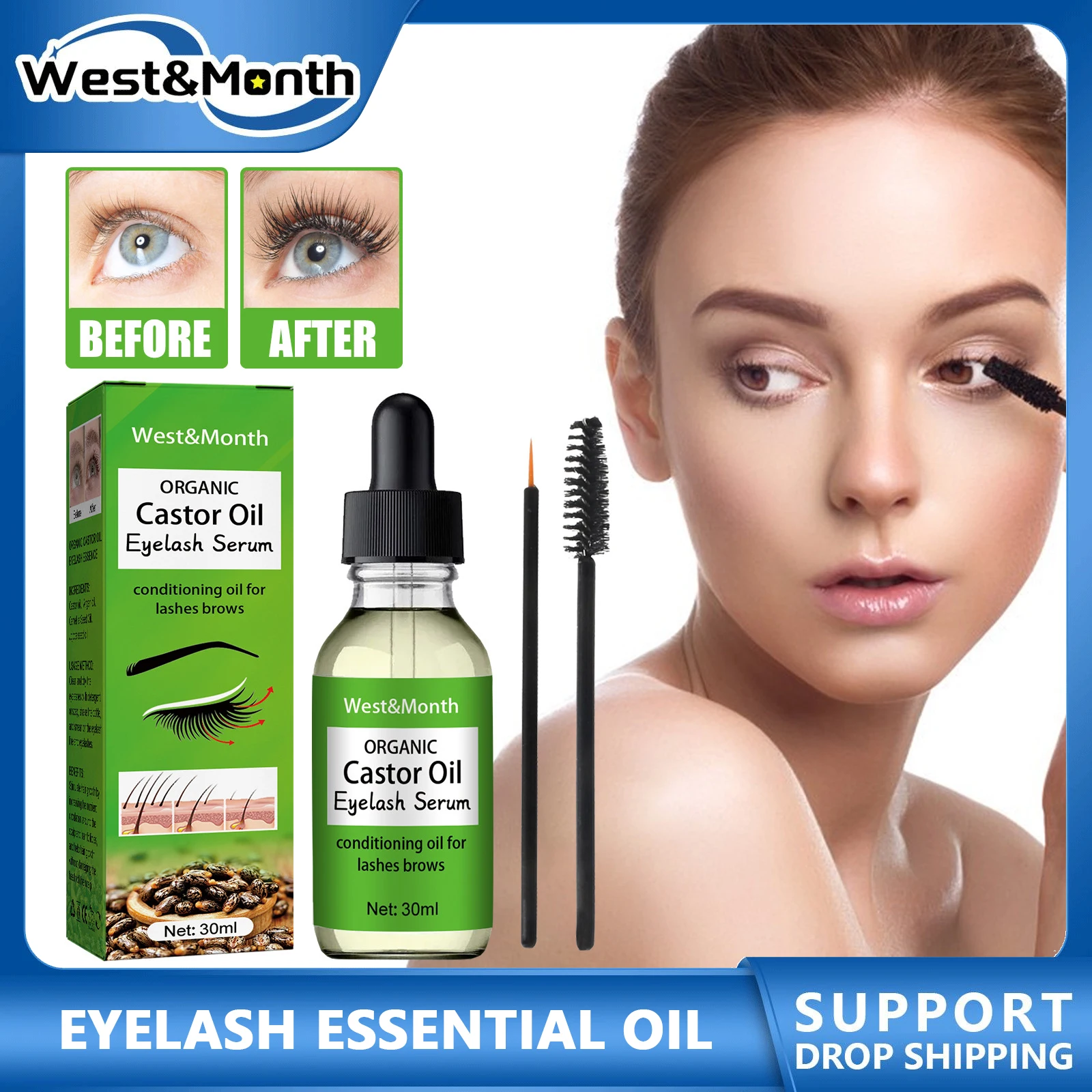 

Castor Oil Eyelash Essential Growth Thick Longer Nourishing Enhancer Moisturize Liquid Lash Extension Curl Without Trace